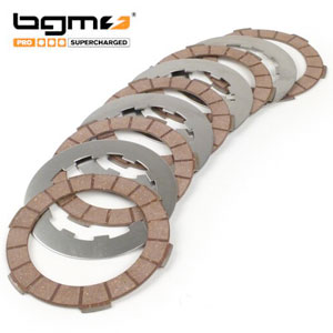 BGM Superstrong racing red clutch plates, cork  and steel plates: set of 5