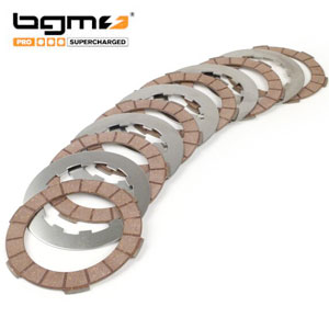 BGM Superstrong racing red clutch plates, cork and steel plates: set of 6