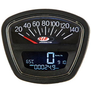 SIP speedometer/tach, black face: Lambretta Series 3, DL/GP