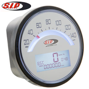 SIP speedometer/tach, white face: Lambretta Series 1-2