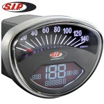 SIP speedometer/tach, black face: Vespa Rally, Super, etc.