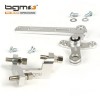 BGM cable adjuster block and gear swivel linkage set: silver Lambretta