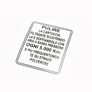 Air filter box maintenance sticker: late series 1, all series 2