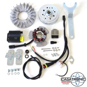 Casatronic Ducati 12v electronic ignition kit for GP crank, SPORT tune, lite weight flywheel