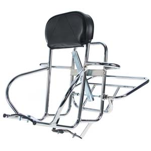 Cuppini 4-in-1 vertical rear spare wheel holder, backrest and luggage carrier chrome: Series 3