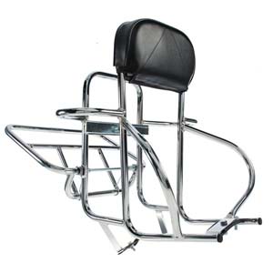 Cuppini 4-in-1 vertical rear spare wheel holder, backrest and luggage carrier chrome: Series 3